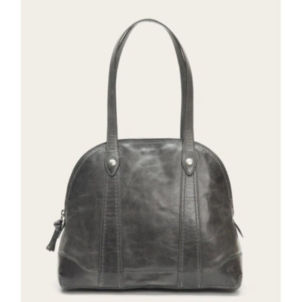 Frye Melissa Domed Satchel Leather Purse Handbag Carbon Gray